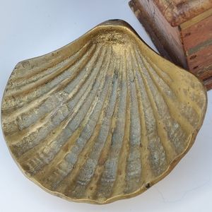 Vintage Brass Seashell Jewelry Holder Bowl